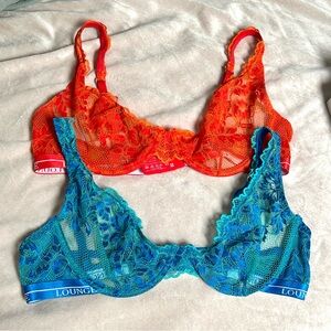 Lounge Underwear / Red & Cobalt Blue Luxe Balcony Bras